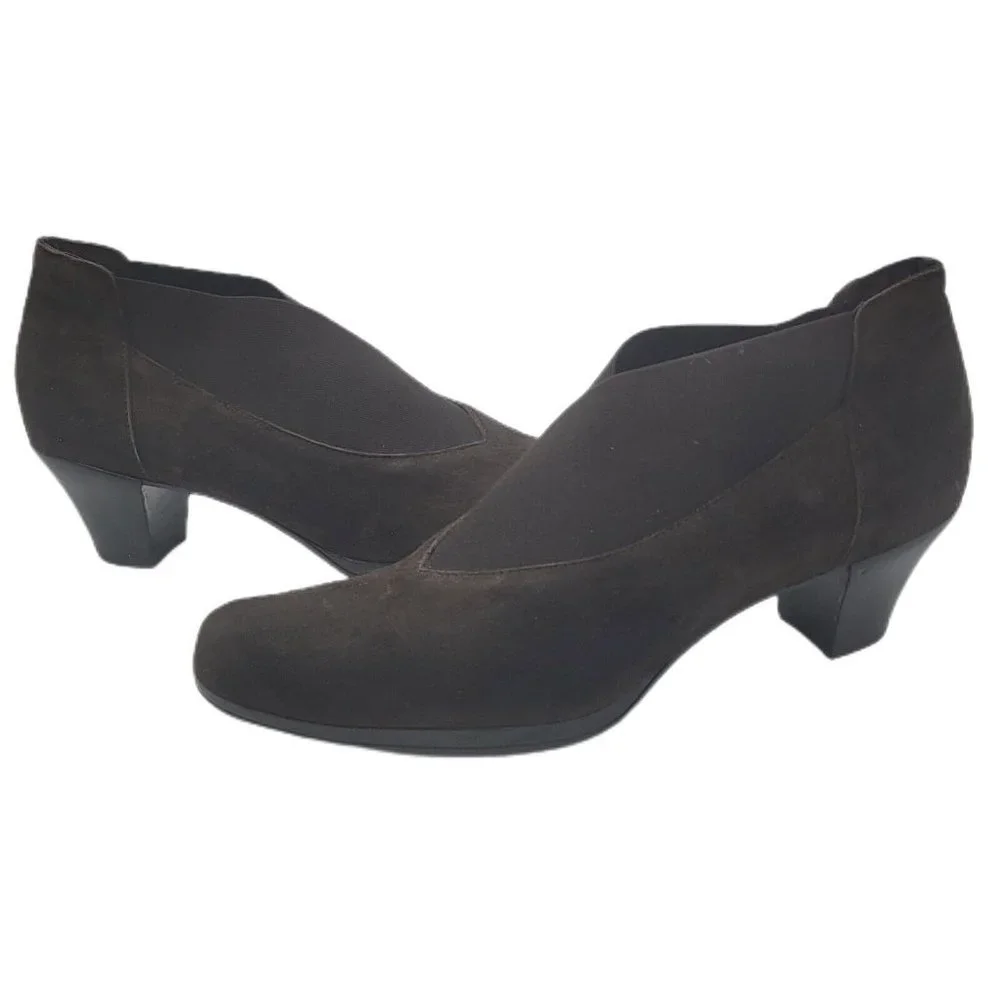 NEW Munro Francee Brown Suede V-Neck Heeled Ankle Bootie Women's Size 10M - Picture 1 of 11